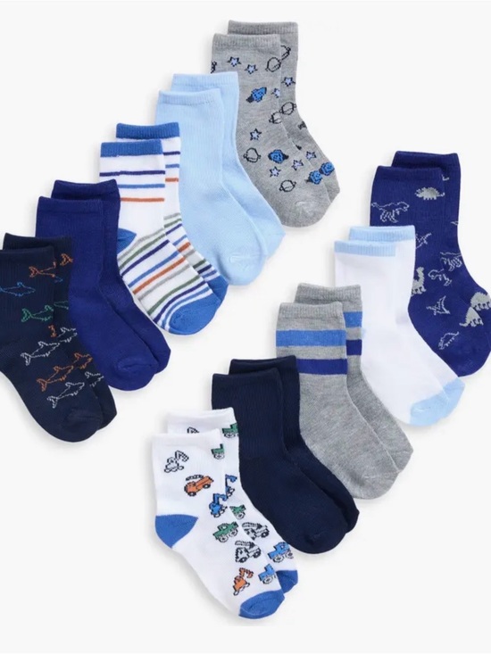 Capelli of New York Other - Capelli Kids' Icons Assorted 10-Pack Crew Socks 12-24m Non Slip